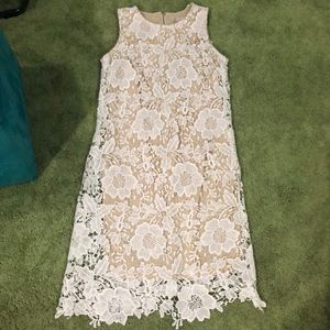 White lace knee length dress